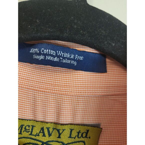 McLavy  Men Orange Long Sleeve Button Front XXL 100% Cotton Wrinkle Free Fish - Picture 4 of 6